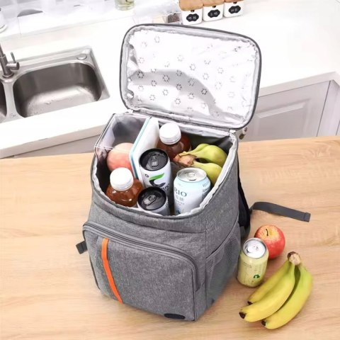 Plecak termiczny wygodny i pojemny z kieszonkami szary 18 l