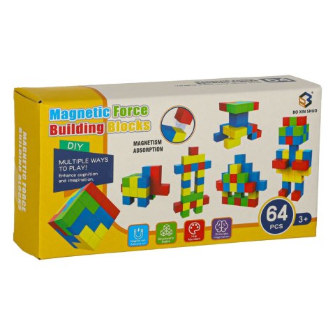 Klocki Magnetyczne Sześcienne 64 el. - Kreatywna Zabawa, Rozwój Manualny