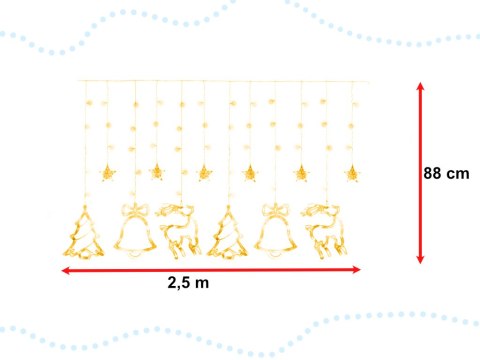 Lampki LED kurtyna renifer 2,5m 138LED ciepły biały ze złączem