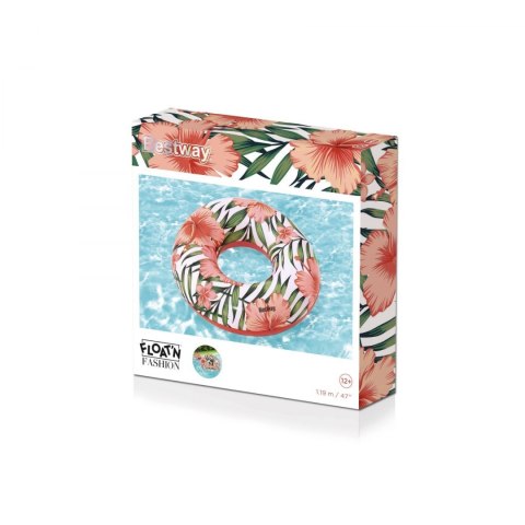 BESTWAY 36237 Koło do pływania dmuchane kwiaty liście róż biały max 90kg