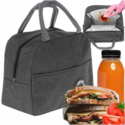 Torba termiczna na lunch jedzenie śniadaniowa izolacyjna lunch szara