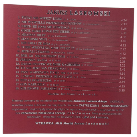 Janusz Laskowski - Świat nie wierzy łzom Moje Przeboje płyta kompaktowa CD