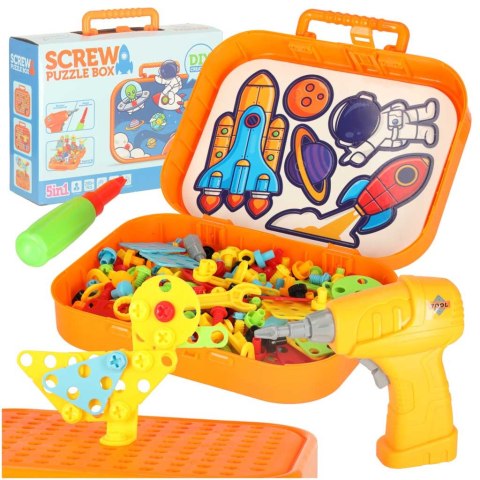 Klocki konstrukcyjne w walizce + wkętarka kosmos