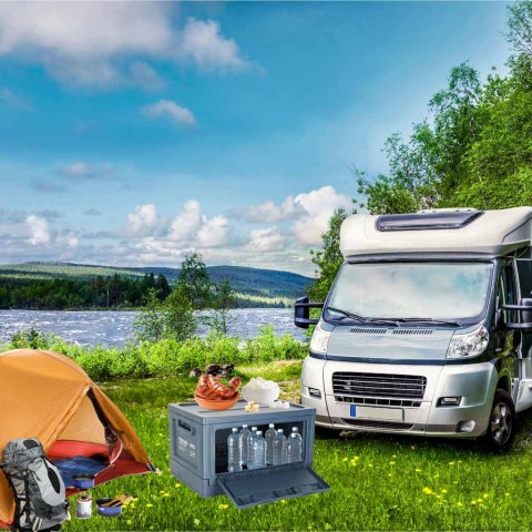 Pudełko campingowe organizer do bagażnika granat