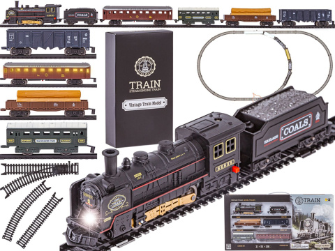 Elektryczna Kolejka Lokomotywa - Parowóz + 5 Wagonów