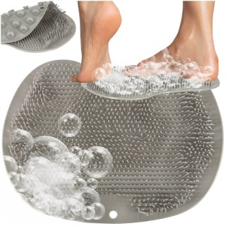 Myjka silikonowa do pleców stóp z przyssawkami masażer do mycia szczotka pod prysznic szary