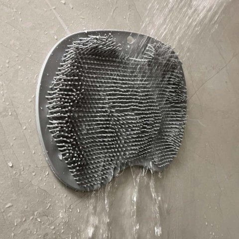 Myjka silikonowa do pleców stóp z przyssawkami masażer do mycia szczotka pod prysznic szary