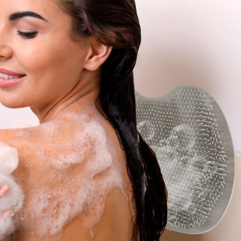 Myjka silikonowa do pleców stóp z przyssawkami masażer do mycia szczotka pod prysznic szary