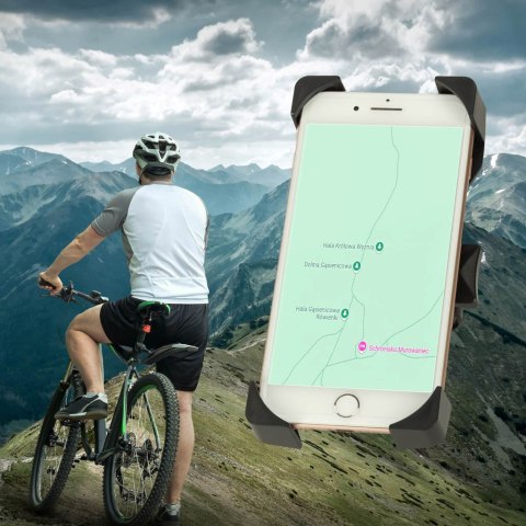 Uchwyt rowerowy motycyklowy na telefon czarny