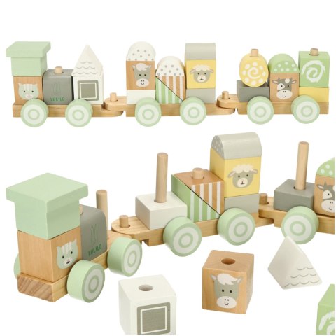 Lulilo Pociąg kolejka drewniana pastelowy