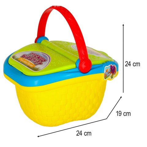 Kosz piknikowy koszyk fast food pizza burger jedzenie prowiant przekąski na piknik