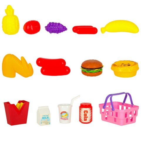 Kosz piknikowy koszyk owoce soki napoje jedzenie prowiant przekąski na piknik