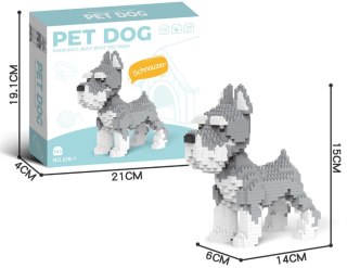 Klocki Piesek do Złożenia Sznaucer - zestaw konstrukcyjny 3D 800el.