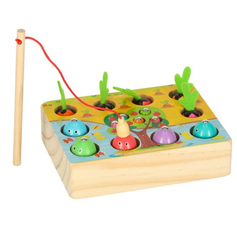 Gra drewniana magnetyczna zręcznościowa łowienie rybek warzyw złap robaczka