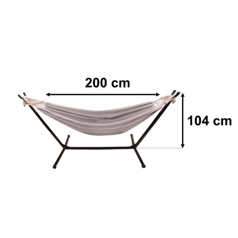 Hamak ze stelażem ogrodowy dwuosobowy huśtawka stelaż stojak do hamaka duży mocny + pokrowiec 200cm 100kg