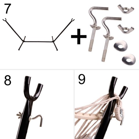 Hamak ze stelażem ogrodowy dwuosobowy huśtawka stelaż stojak do hamaka duży mocny + pokrowiec 200cm 100kg