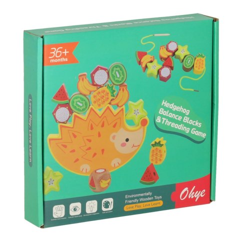 Układanka gra balansujący jeż owoce nawlekanie