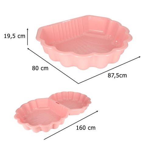 Piaskownica zamykana basen Muszelka Twins podwójna 2w1 174x79x20cm różowa
