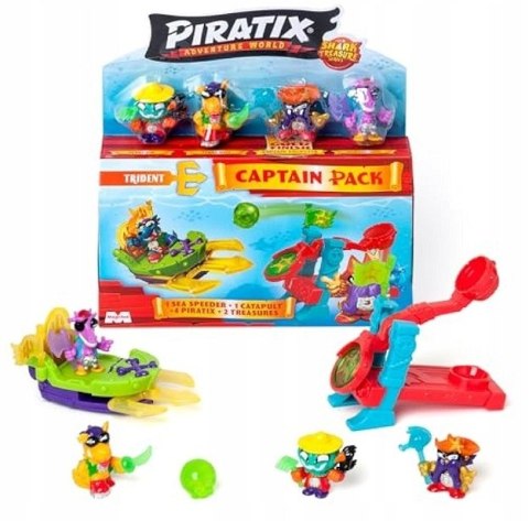 Piratix 2 Shark Treasure Capitan Pack pojazd morski 4 figurki katapulta