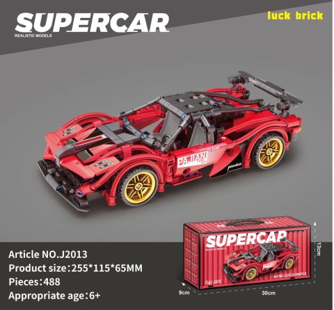 Klocki Konstrukcyjne Auto Sportowe Czerwone 482 el. z Napędem Pull-Back