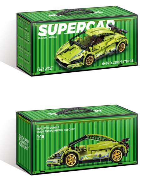 Klocki Konstrukcyjne Auto Sportowe Zielone 470 el. z Napędem Pull-Back