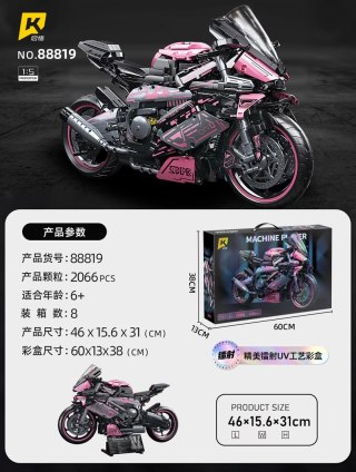 Zestaw Klocków Motocykl Ścigacz Różowy 2066el.