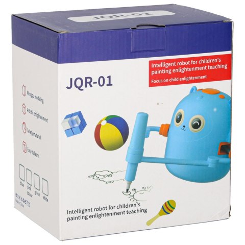 Robot edukacyjny interaktywny nauka rysowania pisania zestaw fiszki mazaki różowy