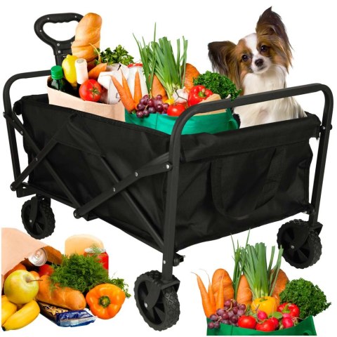 Wózek transportowy na zakupy plażowy składany turystyczny obracany 360 teleskopowy uchwyt