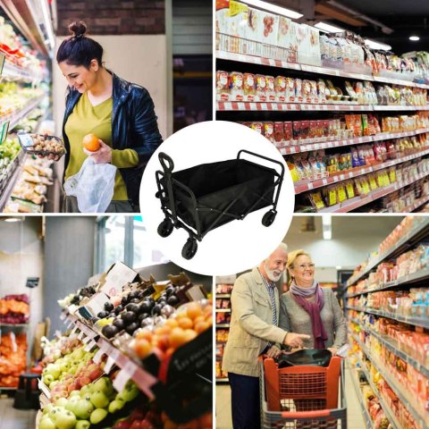 Wózek transportowy na zakupy plażowy składany turystyczny obracany 360 teleskopowy uchwyt