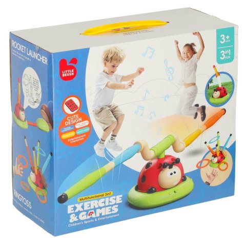 Gra sportowa zręcznościowa dla dzieci skakanka rzut do celu wyrzutnia biedronka 3w1