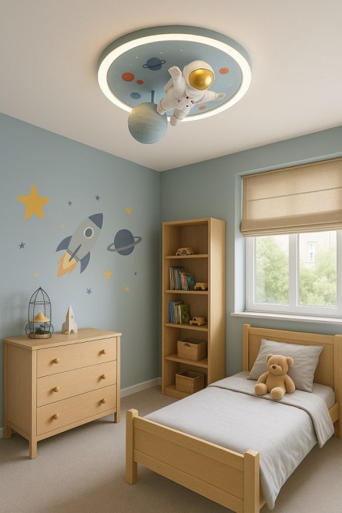 Lampa LED sufitowa plafon do pokoju dziecięcego ściemniana LUMELA + pilot astronauta