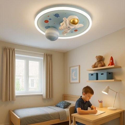 Lampa LED sufitowa plafon do pokoju dziecięcego ściemniana LUMELA + pilot astronauta