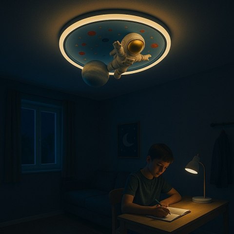 Lampa LED sufitowa plafon do pokoju dziecięcego ściemniana LUMELA + pilot astronauta