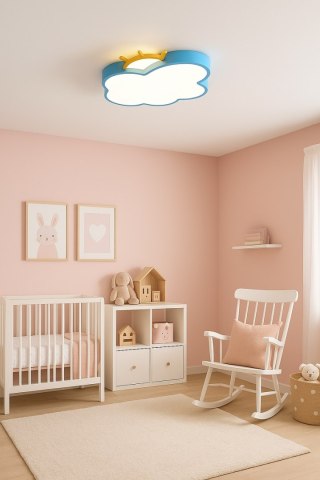 Lampa LED sufitowa plafon do pokoju dziecięcego ściemniana LUMELA + pilot chmurka niebieska