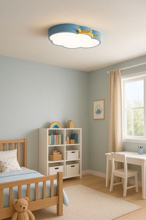 Lampa LED sufitowa plafon do pokoju dziecięcego ściemniana LUMELA + pilot chmurka niebieska