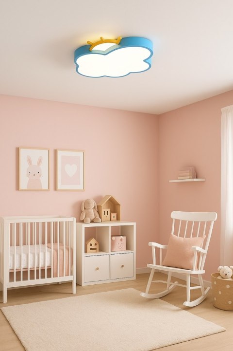Lampa LED sufitowa plafon do pokoju dziecięcego ściemniana LUMELA + pilot chmurka niebieska