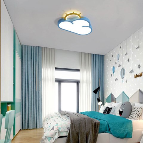 Lampa LED sufitowa plafon do pokoju dziecięcego ściemniana LUMELA + pilot chmurka niebieska