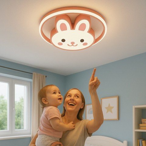 Lampa LED sufitowa plafon do pokoju dziecięcego ściemniana LUMELA + pilot króliczek