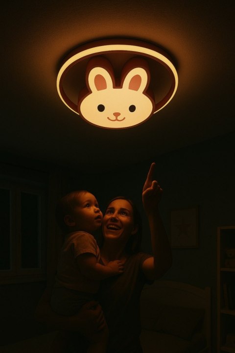Lampa LED sufitowa plafon do pokoju dziecięcego ściemniana LUMELA + pilot króliczek