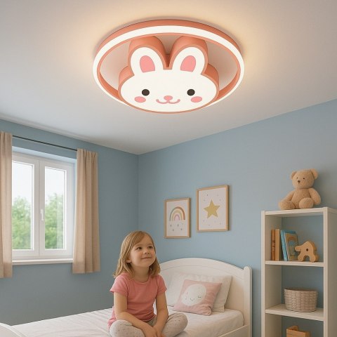 Lampa LED sufitowa plafon do pokoju dziecięcego ściemniana LUMELA + pilot króliczek