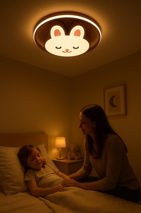 Lampa LED sufitowa plafon do pokoju dziecięcego ściemniana LUMELA + pilot króliczek