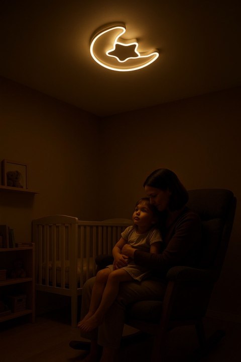 Lampa LED sufitowa plafon do pokoju dziecięcego ściemniana LUMELA + pilot księżyc biała