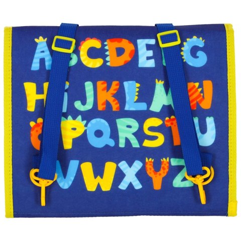 Tablica manipulacyjna sensoryczna montessori walizka plecak niebieska