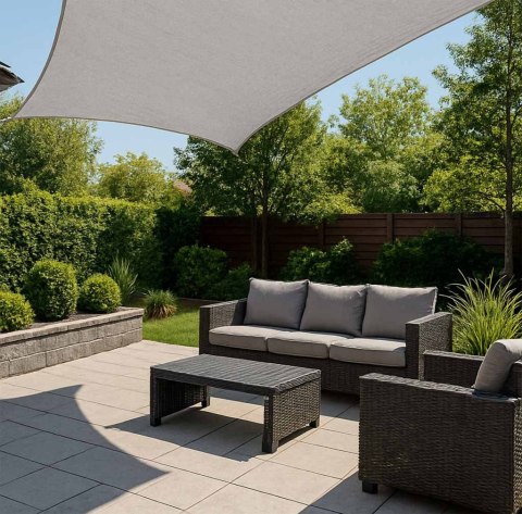 Żagiel przeciwsłoneczny LUARO ogrodowy tarasowy wodoodporny 4x4x4m kwadratowy szary