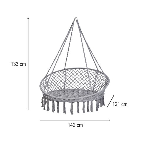 Huśtawka bocianie gniazdo z oparciem ogrodowa 120x140x140 XXL szare