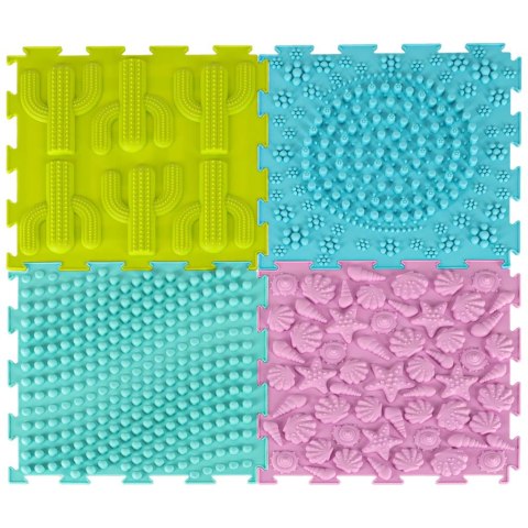 Mata sensoryczna puzzle montessori do masażu stóp 8 elementów pastelowe