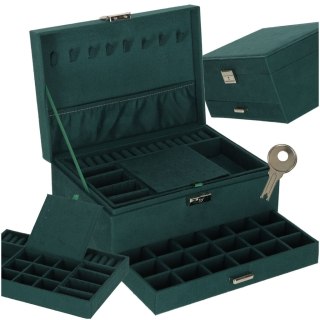 Szkatułka kuferek na biżuterię organizer zielony
