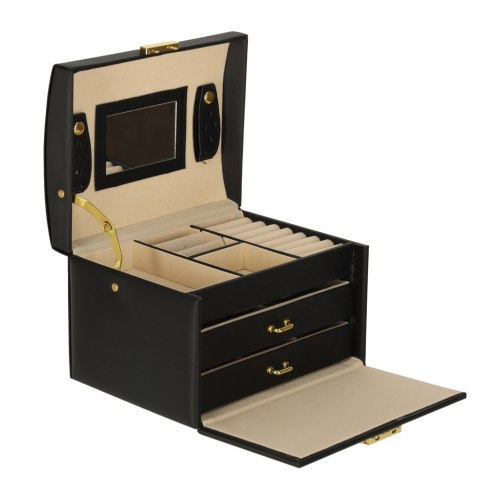 Szkatułka kuferek na biżuterię z szufladami czarna