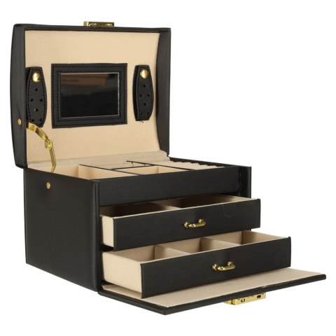 Szkatułka kuferek na biżuterię z szufladami czarna