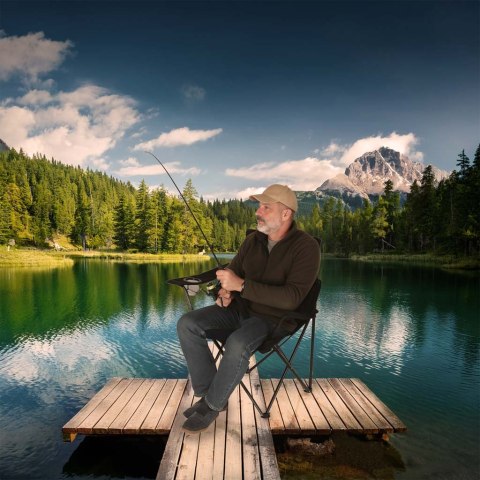 Krzesło wędkarskie turystyczne LUARO składane plażowe czarne